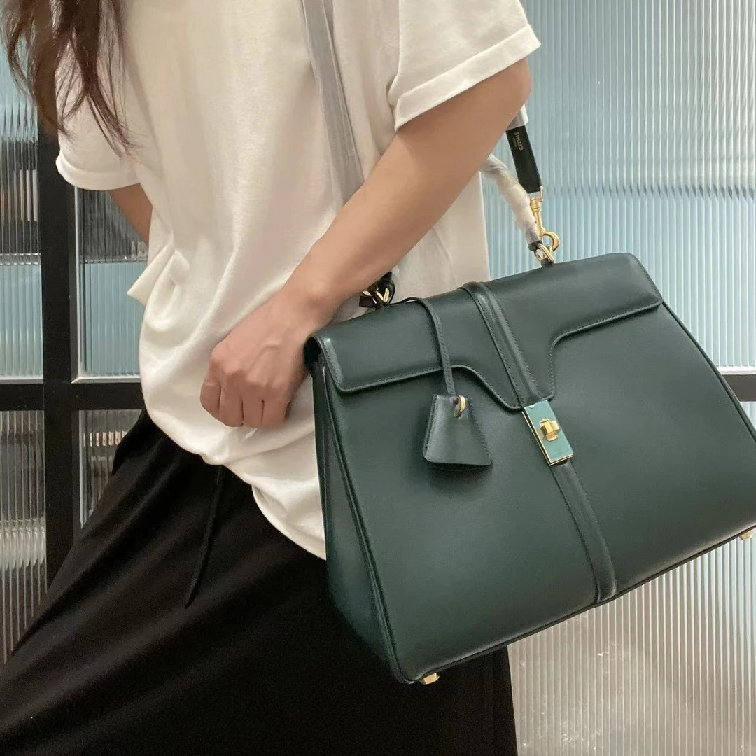 95新 Celine/思琳 SQ0794 墨绿色soft单肩包