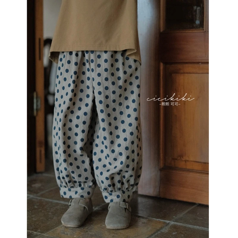 现货【奥林】休闲儿童可爱点点裤直筒裤子熙熙可可KZ2448