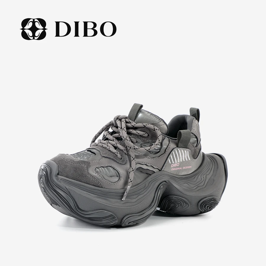 DIBO碲铂 梯田系列 时尚新款复古厚底增高休闲鞋低帮243G3520
