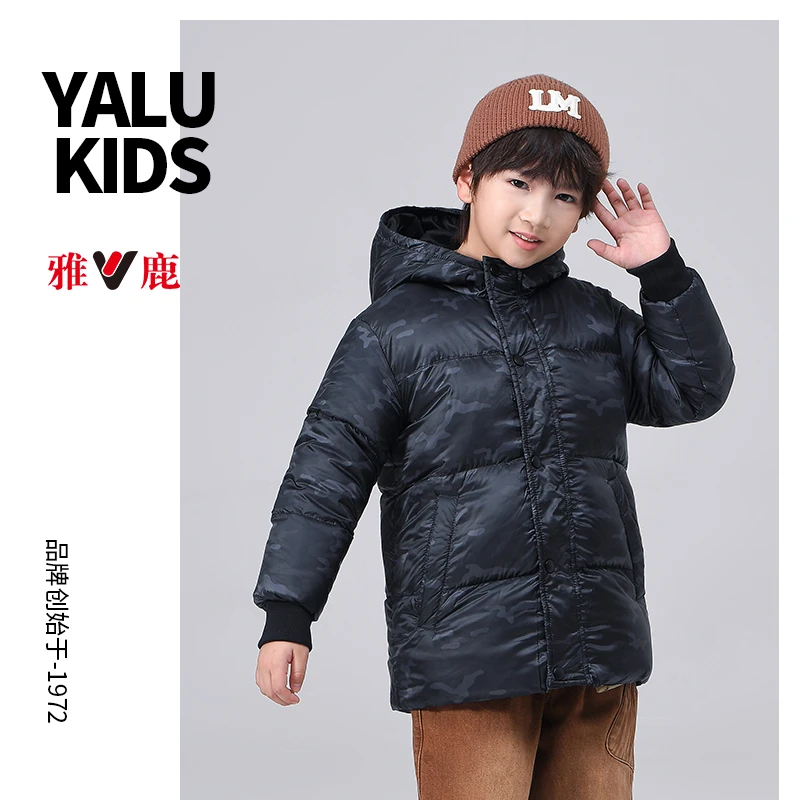 4004雅鹿儿童超轻加厚迷彩面包羽绒服男女童外套连帽童装保暖秋冬
