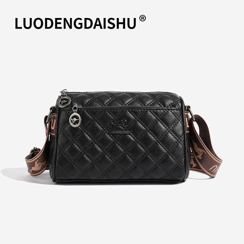 全皮软皮多层大容量包2024新款女包时尚菱格包单肩斜挎包休闲女包