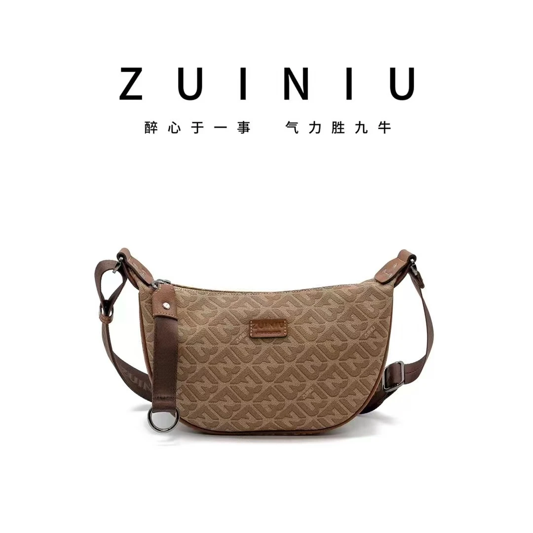 【醉牛】2025年月亮包系列洋气时尚棕色腋下斜挎月亮包6382卡其色