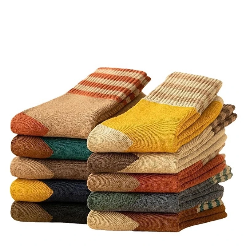 2025新款中筒袜男女同款秋冬季长袜毛圈袜冬天加绒加厚保暖棉袜商品图