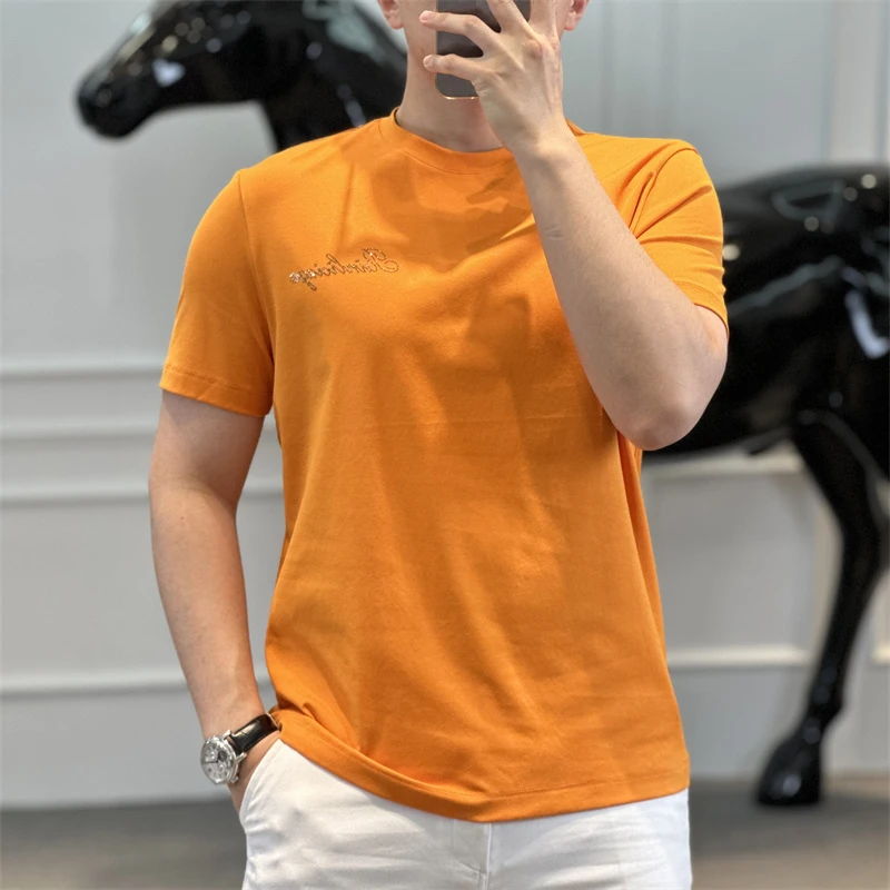 <古帝特尼>春夏新款男士潮流欧货时尚修身烫钻圆领短袖Z-36631