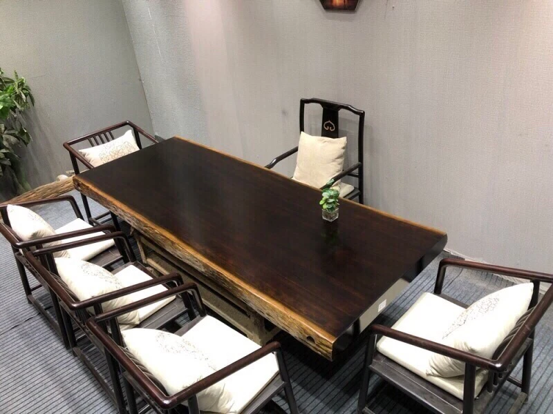 黑金檀大板230×86×8，1主椅，5客椅，1茶水柜