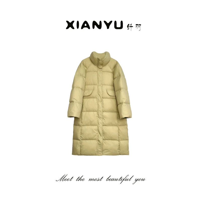 平湖羽绒服女中长款过膝立领白鹅绒韩版时尚保暖加厚百搭新款外套