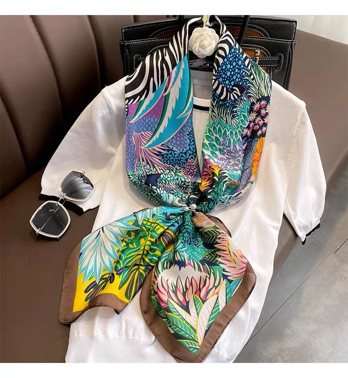 【宠粉丝巾】丽景缎90*90气质丝巾夏季时尚薄款洋气-斑马丛林