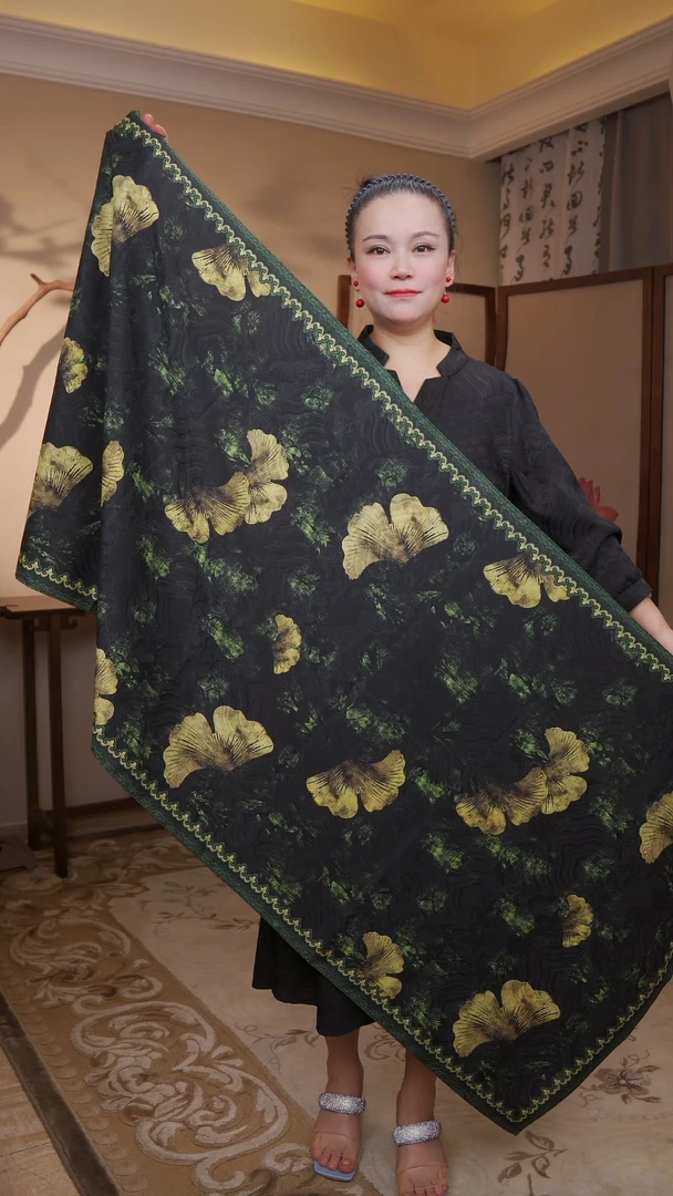 【金枝玉叶】70*180香云龙鳞纹围巾国风提花高端百搭双面丝巾披肩