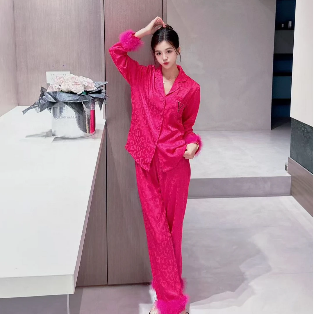 网红V字爆2024秋冬雪花绒睡衣可外穿家居服套装