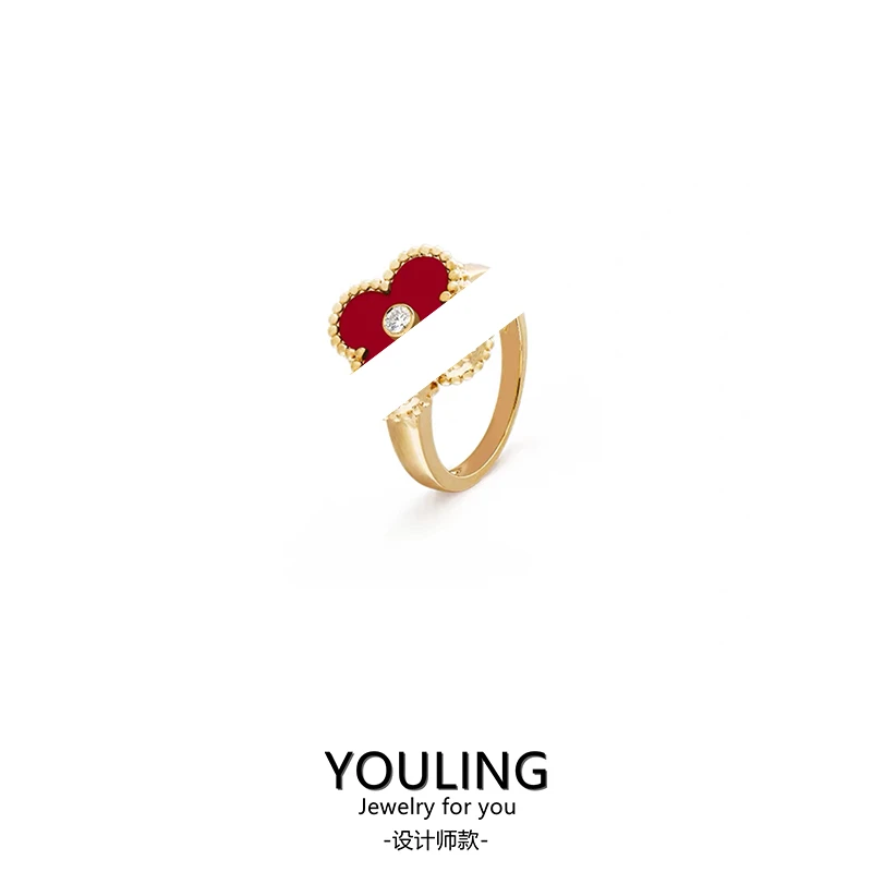 YOULING/柚琳【水贝店直发】 红色四叶戒指