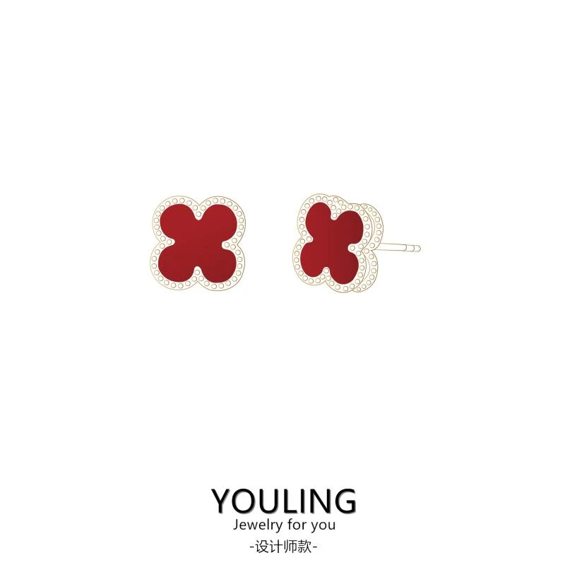 YOULING/柚琳【万象城直发】 四叶耳钉时尚百搭新款三色