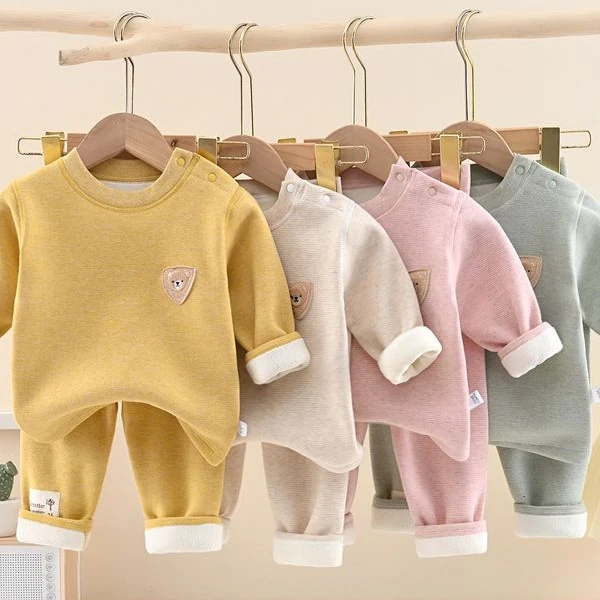 儿童加绒内衣套装秋冬新款长袖秋衣秋裤加厚保暖中小男女童家居装