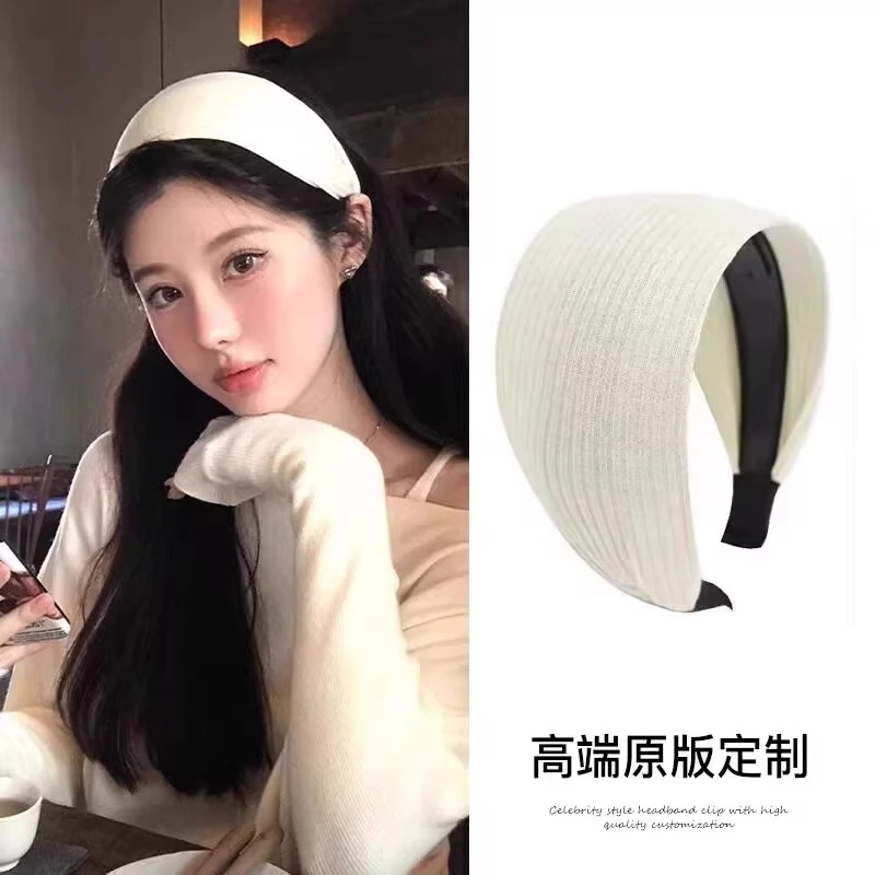 ins风易梦玲同款纯色竖纹布艺发箍 甜美时尚宽板头箍百搭头饰发饰