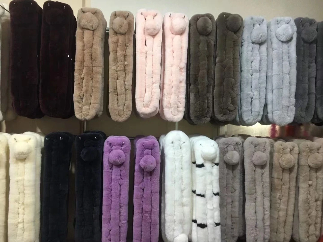 真毛獭兔毛编织围脖三管