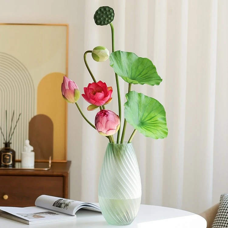 荷花仿真花莲花新中式假花餐桌插花客厅摆设装饰手工摆放家居工艺