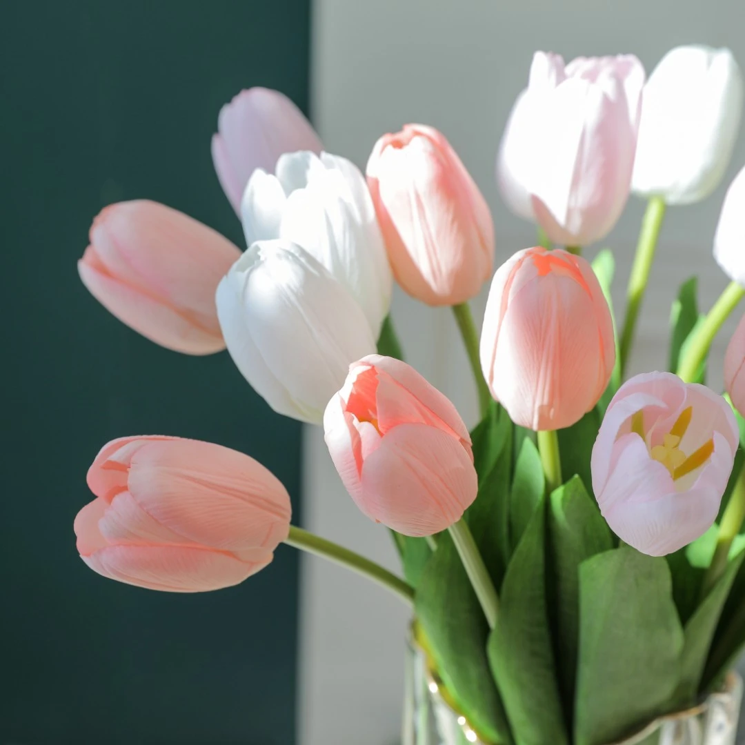 郁金香仿真花高端保湿手感餐桌花摆放客厅假花装饰花干花花束摆件