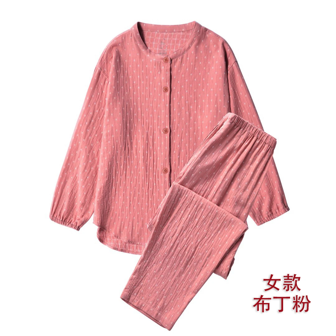 2023新款全棉布丁格双层纱秋冬套装睡衣家居服睡衣女套装