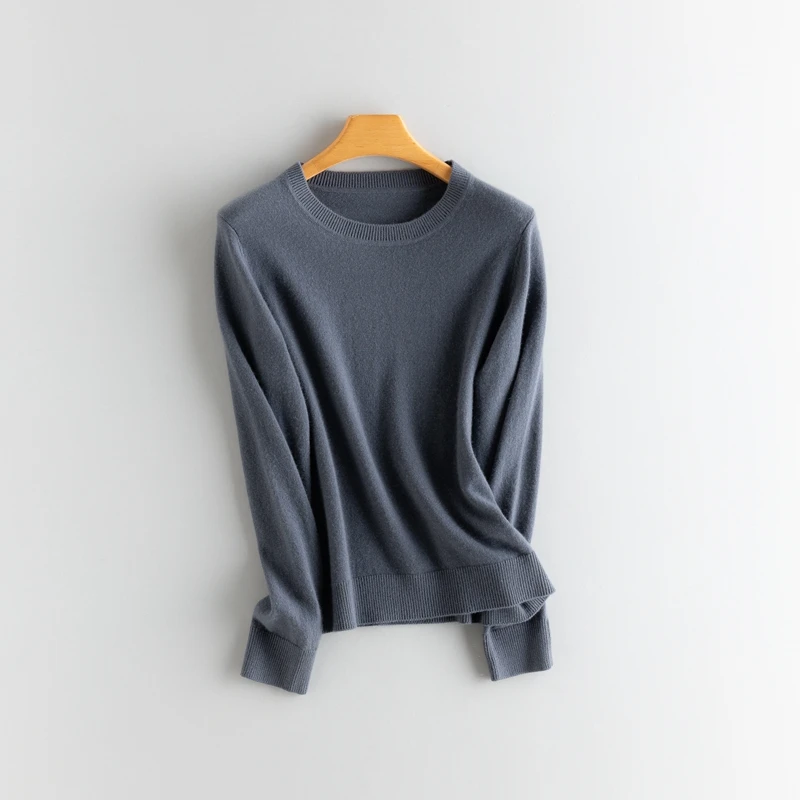 基础款纯山羊绒衫时尚百搭圆领针织毛衣打底套头衫女秋冬纯色