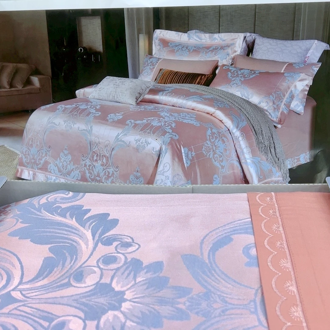 17全棉贡缎提花工艺四件套--红灰