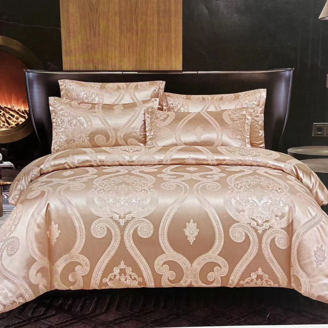 全棉贡缎提花四件套-锦瑟年华-浅血牙