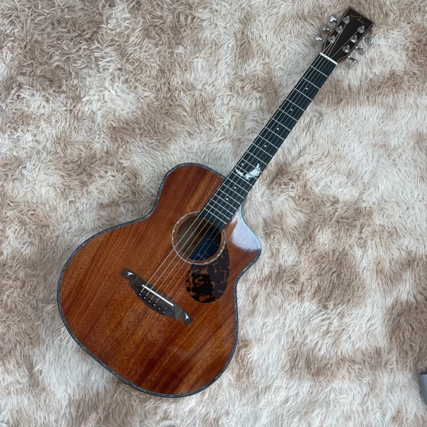 36寸Am全桃花心全单实民谣木吉他 旅行吉他 加振电箱 全套配件