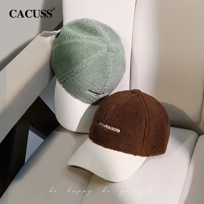 【美拉德】Cacuss五金女孩羊羔绒棒球帽秋冬显脸小大头围帽子鸭舌帽
