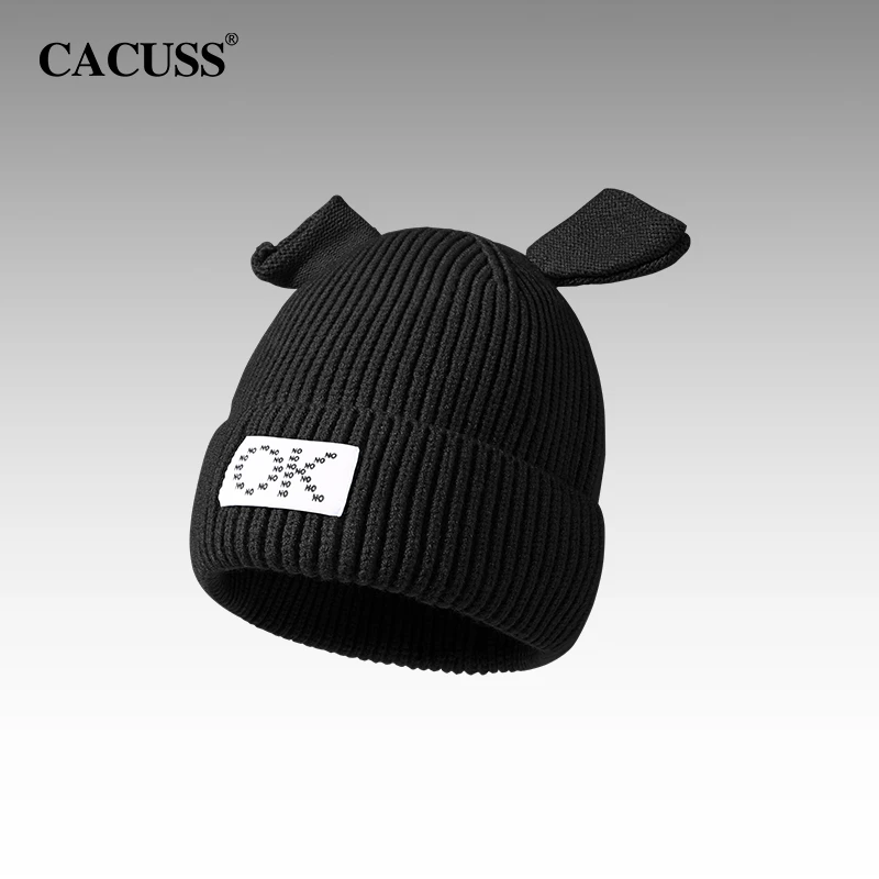 Cacuss情侣帽子冬季女款保暖护耳百搭毛线帽俏皮包头显脸小针织帽