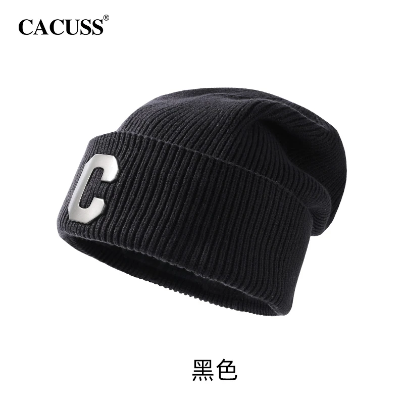 Cacuss帽子男款冬季毛线帽保暖大头围冷帽户外潮包头护耳针织帽子