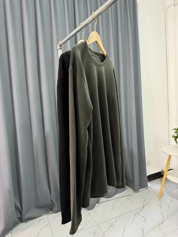 C1237秋季薄款罗纹两色圆领男女款休闲T恤