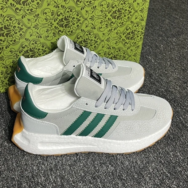 四季情侣款皮加布面时尚休闲舒适高端真爆阿甘慢跑鞋潮鞋透气百搭