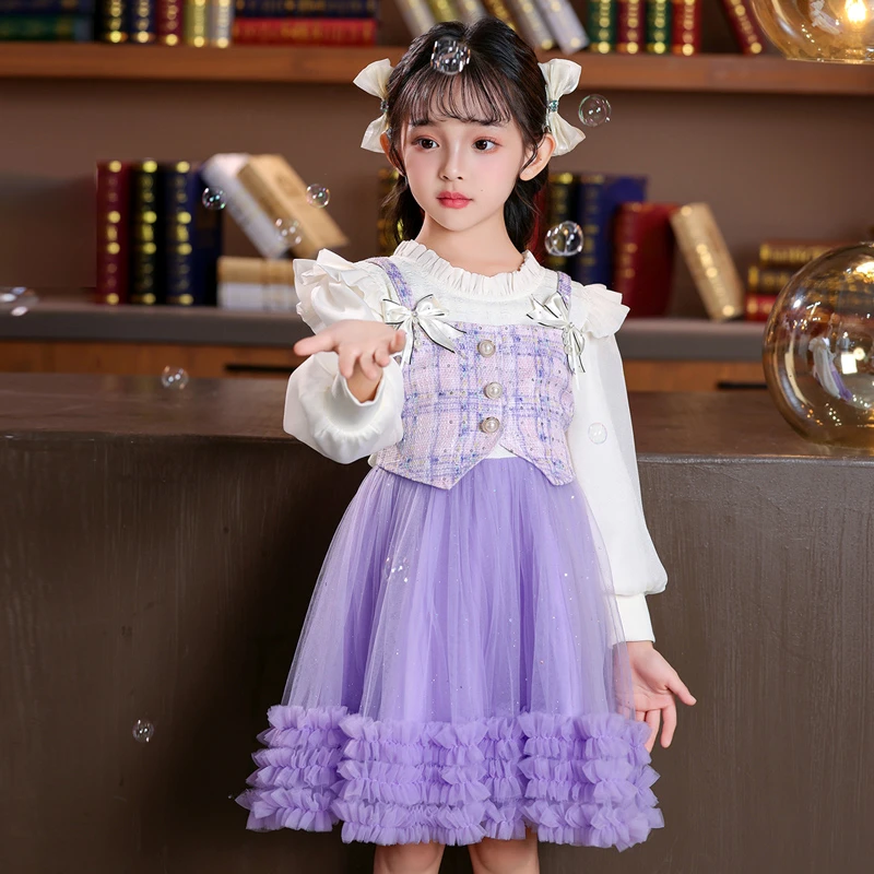 女童连衣裙加绒款儿童秋冬高端轻奢小女孩潮款洋气女童公主裙