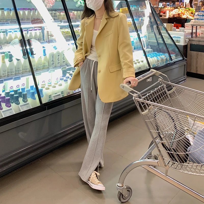 77store 时尚小西装外套女春秋白黄色黑西服春季2024新款休闲韩版