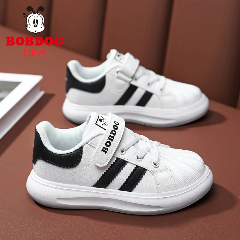 巴布豆童鞋儿童运动鞋小白鞋男童春秋新款小学生白色软底休闲板鞋