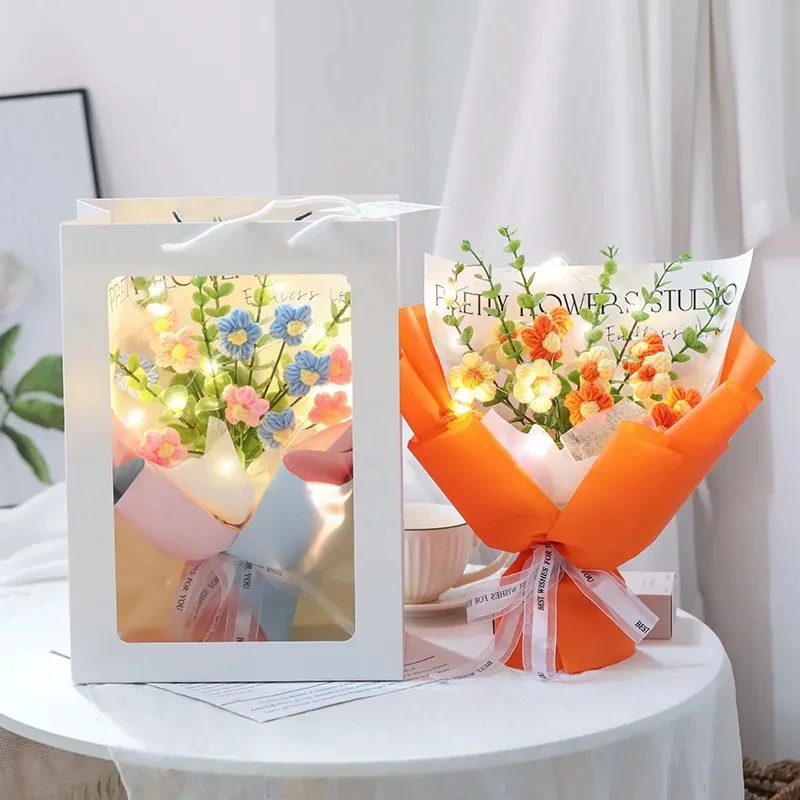 手工编织成品泡芙创意花束教中秋送老师毕业季送闺蜜生日礼物简约