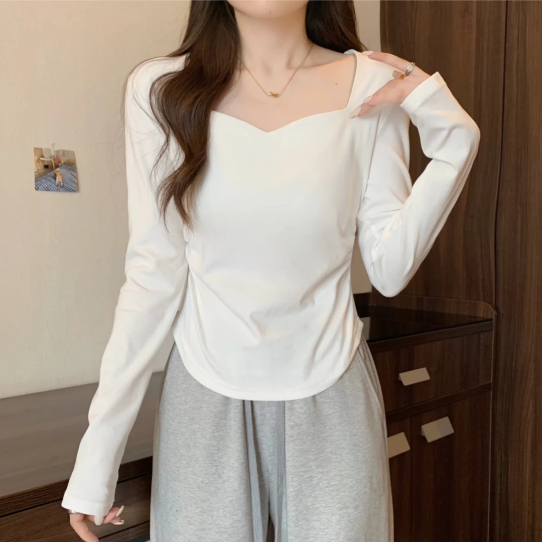 胖MM荼 25现货大码女装秋季新款小清新减龄遮肚T恤长袖袖显瘦百搭