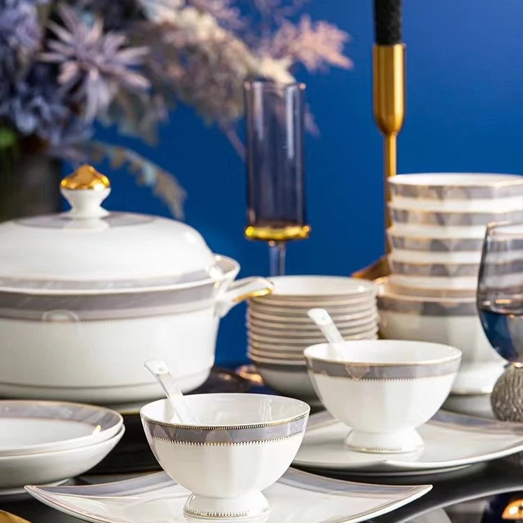 《暗里着迷》景德镇高温骨瓷陶瓷创意餐具套装碗盘家用切割纹光釉面