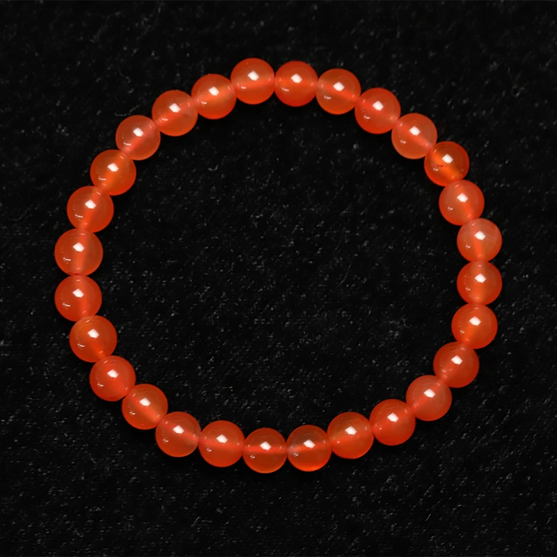 原矿无优化保山南红玛瑙河湾冰红5-6mm单圈手串
