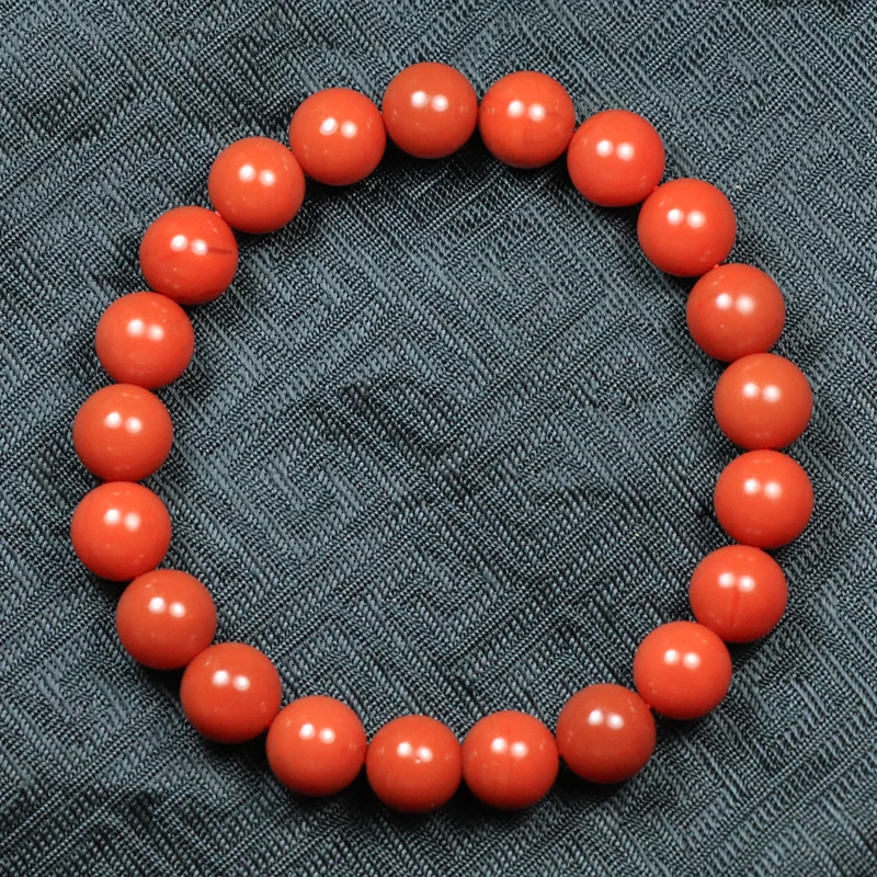 原矿无优化保山南红玛瑙大水沟柿子红7-8mm左右单圈圆珠手串珠串