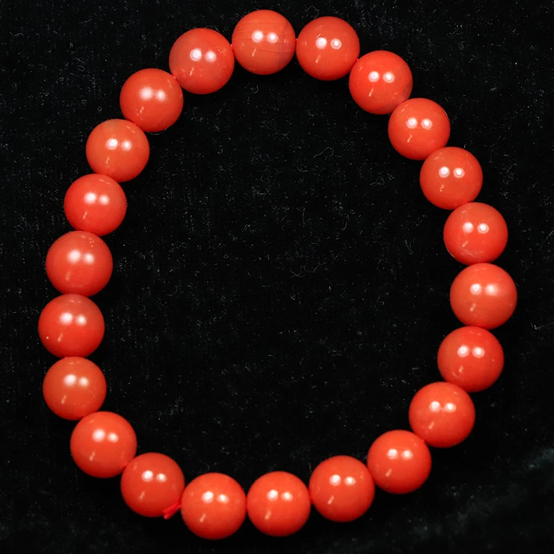 原矿无优化保山南红玛瑙大水沟柿子红8-9mm单圈圆珠手串珠串