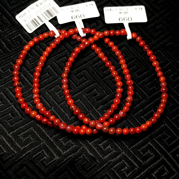 原矿无优化南红玛瑙川料火焰纹小米珠2-3mm单圈多样性发一条