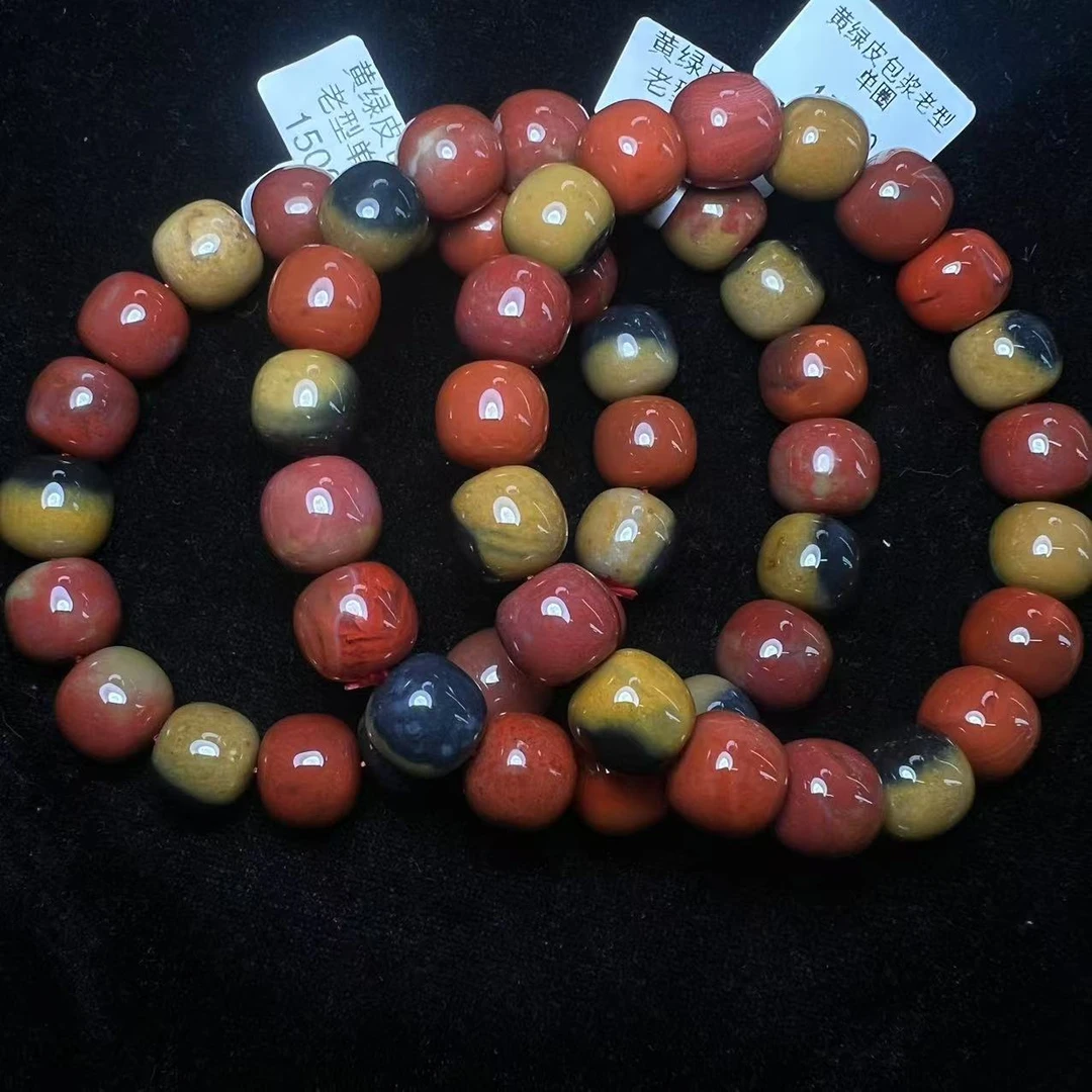 原矿无优化包浆南红11-12mm老型单圈手串多样性发一条