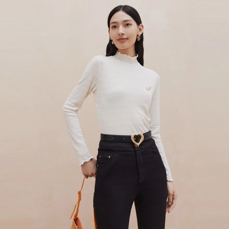 【晨晨专属价】【畅销推荐】DAYA+大雅家百搭修身蕾丝高领打底衫女24