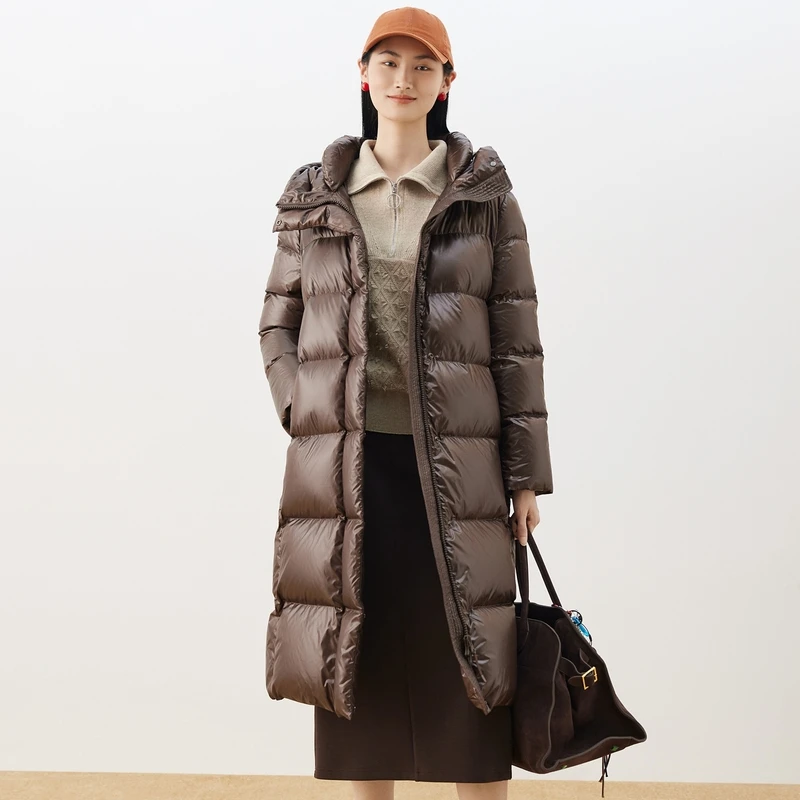 大雅家firststation连帽长款鹅绒保暖羽绒服女24秋冬新款Y238A