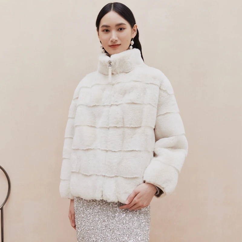 【晨粉专属价】大雅家时尚立领仿兔毛保暖短外套女24秋冬新款8636Z