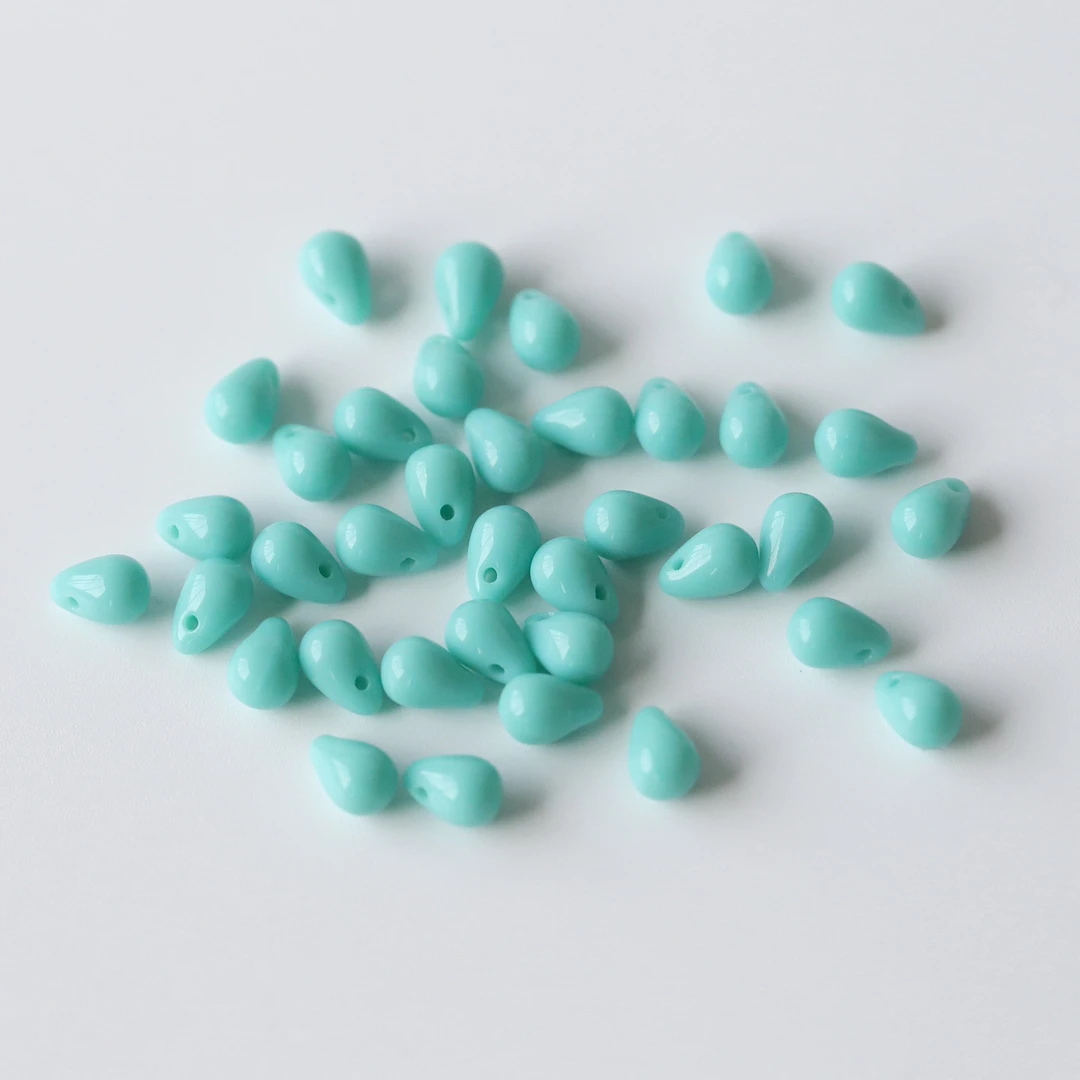 100颗进口捷克珠0406松石色水滴珠清新夏日风DIY材料串珠饰品配件