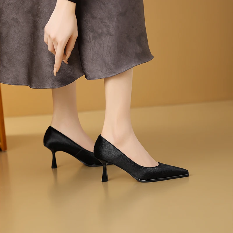 TROWSAGE/马毛/6.5cm/2024秋季新款尖头单鞋高跟鞋细跟女鞋24D235