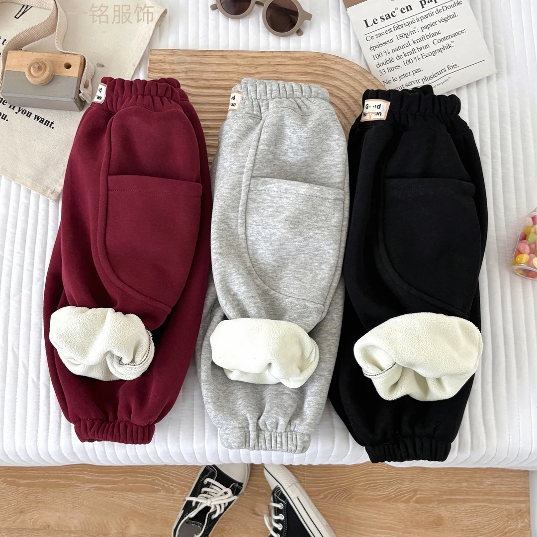 新款儿童宝宝卫裤灯笼裤加绒加厚宝宝棉裤休闲裤男童女童保暖冬季