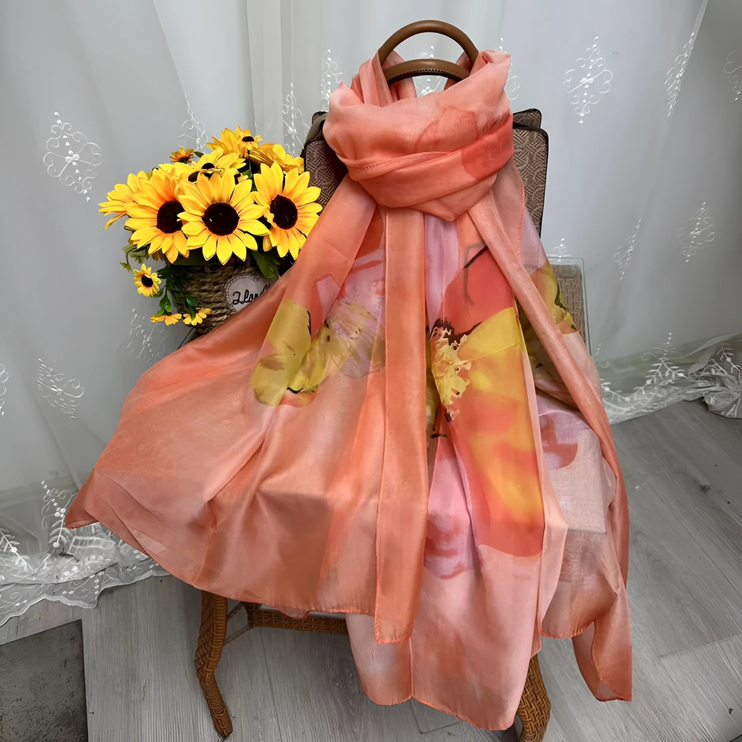 云锦纱五彩缤纷舒适柔软细腻气质百搭春夏黄色纯色双层百纱巾时尚