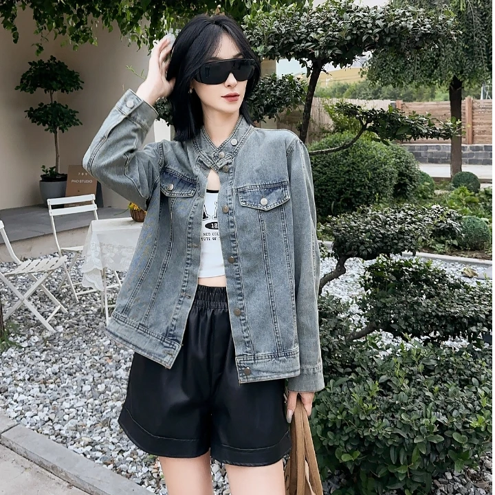 300斤无压力牛仔时尚休闲7897水洗韩版宽松外套显瘦短款百搭复古