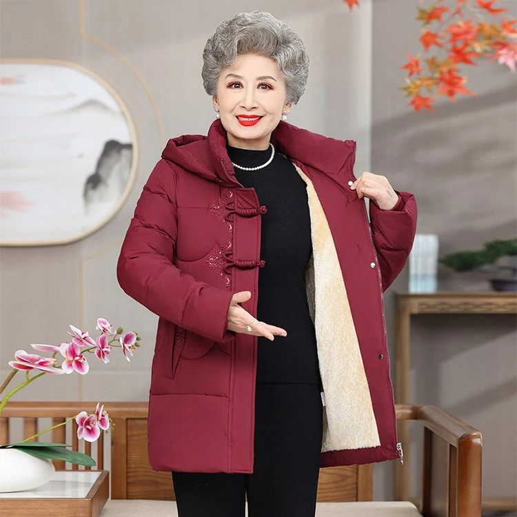 奶奶冬装棉服加绒加厚上衣老太太新款棉袄保暖老年人妈妈棉衣外套